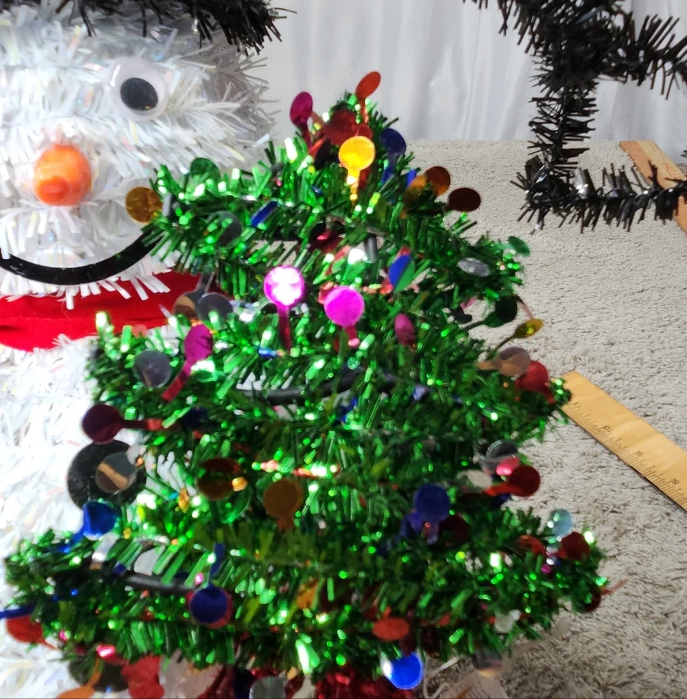 Festive Snowman Decoration with Candy Cane and Tree